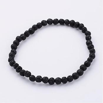 Natural Lava Rock Beaded Stretch Bracelets, with Elastic Fibre Wire, 2-1/4 inch(55mm)