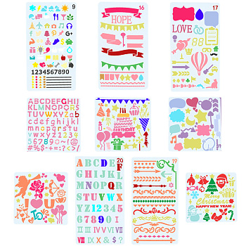 2 Sets 2 Styles PET Hollow Out Plastic Drawing Painting Stencils Templates, Rectangle with Letter Pattern, Birthday Themed Pattern, 185x55x0.2mm, 1 set/style
