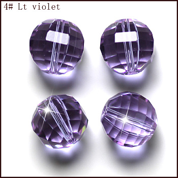 K9 Glass, Imitation Austrian Crystal Beads, Grade AAA, Faceted, Round, Lilac, 8mm, Hole: 0.9~1mm