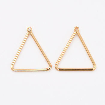 Brass Pendants, Triangle, Nickel Free, Real 18K Gold Plated, 16.5x16x1mm, Hole: 0.5mm