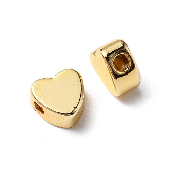 Brass Beads, Heart, Golden, 5x5x2~2.5mm, Hole: 1.2mm