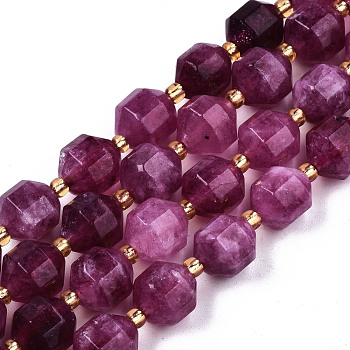 Natural Dolomite Beads Strands, Faceted, Dyed, Round, Dark Orchid, 10.5x9.5mm, Hole: 1.2mm, about 31pcs/strand, 15.04 inch~15.35 inch(38.2cm~39cm)