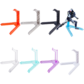 8 Sets 8 Style Plastic Model Toy Assembled Holder, for Doll Model Toy Support Stand Supplies, Mixed Color, 7.5~7.8x8.7~9.1x0.7~1.2cm, 1 set/style