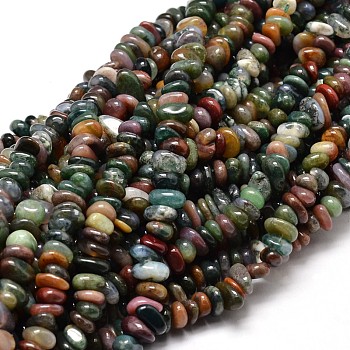 Natural Indian Agate Chip Beads Strands, 4~14x4~12mm, Hole: 1mm, about 15.3 inch~16.1 inch