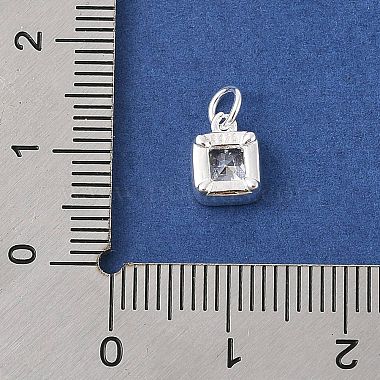 925 Sterling Silver Pave Cubic Zirconia Square Charms with Jump Rings and 925 Stamp(STER-D288-05S-06)-3