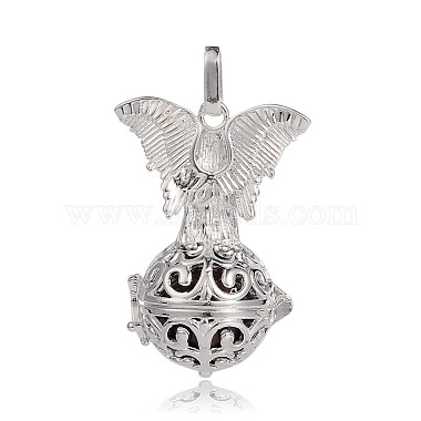 Pendentifs cage creux en laiton plaqué couleur argent(KK-J250-04S)-2