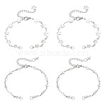 4Pcs 2 Styles 304 Stainless Steel Star & Rhombus Link Chain Bracelet Making, Fit for Connector Charms, Non-Tarnish, Stainless Steel Color, 5.98 inch(15.2cm), 2pcs/style(AJEW-TADJ00008)