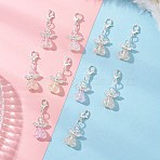 Transparent Acrylic Heart Angel Pendant Decorations, with Alloy Beads and Clasps, Mixed Color, 35.5mm(HJEW-JM04525)