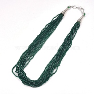 Faceted Glass Beaded Necklaces, with Brass Bead Cones and S Hook Clasps, Green, 1-5/8 inch(4.3cm)(NJEW-D041-04)