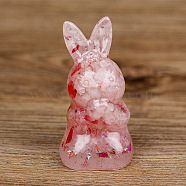 Resin Home Display Decorations, with Sequin and Natural Rose Quartz Chips Inside, Rabbit, 40x40x73mm(G-PW0005-07B)