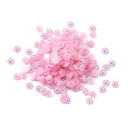 Opaque Resin Cabochons, AB Color Plated, Flat Round, Pink, 4x1mm, about 1000pcs/bag(CRES-WH0010-018F)