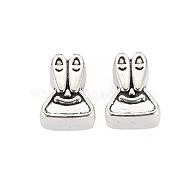 Alloy European Beads, Large Hole Beads, Cadmium Free & Lead Free, Rabbit, Antique Silver, 15x11x7.5mm, Hole: 4mm(PALLOY-N160-59)