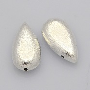3-Hole Brass Finding Beads, teardrop, Silver Color Plated, 20x10x6mm, Hole: 1mm(KK-J188-10S)