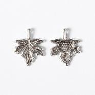 Autumn Theme Tibetan Style Alloy Pendants, Lead Free and Cadmium Free, Maple Leaf, Antique Silver, Maple Leaf, 14mm wide, 17mm long, hole: 1.5mm(X-LF0188Y)