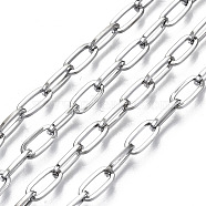 Brass Paperclip Chains, Flat Oval Cable Chains, Unwelded, with Spool, Cadmium Free & Nickel Free & Lead Free, Platinum, 10x4.5x1mm, about 32.8 Feet(10m)/roll(CHC-S011-001-NR)