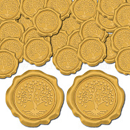 Adhesive Wax Seal Stickers, Envelope Seal Decoration, For Craft Scrapbook DIY Gift, Tree of Life, Gold, 25mm, 50pcs/box(DIY-CP0009-12D)