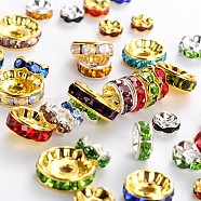 Brass Rhinestone Spacer Beads, Grade A, Mixed Style, Mixed Color, 4~12x2~4mm, Hole: 1~2mm(RB-MSMC001-M7)