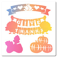 PET Plastic Hollow Out Drawing Painting Stencils Templates, Square, Thanksgiving Day Themed Pattern, 300x300mm(DIY-WH0244-232)