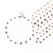Natural Mixed Gemstone Chips Beaded Necklace, Golden 316 Surgical Stainless Steel Jewelry for Women, 15.71 inch(39.9cm)(NJEW-JN04234)