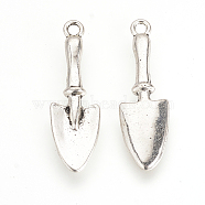 Tibetan Style Alloy Pendants, Spade, Cadmium Free & Nickel Free & Lead Free, Antique Silver, 31x9x4mm, Hole: 2mm, about 690pcs/1000g(TIBEP-Q064-176AS-NR)