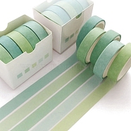 5 Roll 5 style Paper Decorative Adhesive Tapes, for DIY Scrapbooking, Green, 10x1mm, about 3m/roll, 1 roll/style(TAPE-D001-01D)