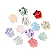 Transparent Glass European Bead, Large Hole Beads, Star, Mixed Color, 11.5x12x4mm, Hole: 4.3x4.5mm(GLAA-H025-06)
