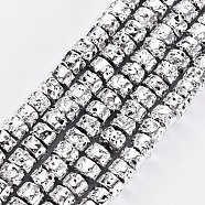 Electroplated Natural Lava Rock Beads Strands, Flat Round/Disc, Heishi Beads, Bumpy, Silver, 4x3mm, Hole: 1mm, about 134pcs/strand, 15.55''(39.5cm)(G-T114-68G)