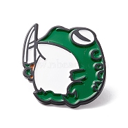 Frog Enamel Pin, Animal Alloy Badge for Backpack Clothes, Electrophoresis Black, Green, 27x26x2mm, Pin: 1mm(JEWB-H007-11EB)