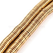 Electroplated Synthetic Non-magnetic Hematite Beads Strands, Disc, Heishi Beads, Real 24K Gold Plated, 6x1mm, Hole: 1.2mm, about 348pcs/strand, 15.35''(39cm)(G-H027-G01-04)