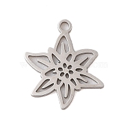 Non-Tarnish 304 Stainless Steel Pendants, Laser Cut, Hollow Birth Flower Charm, Stainless Steel Color, March Daffodil, 13.5x12x1mm, Hole: 1.2mm(STAS-S139-06P-01)