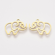 201 Stainless Steel Charms, Laser Cut Pendants, Elephant, Golden, 14x18x1mm, Hole: 1.4mm(STAS-S110-034G)