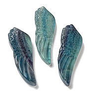 Natural Fluorite Pendants, Carved Wing Charms, 56~59x19~22x7~10.5mm, Hole: 1.3mm(G-M417-05A)