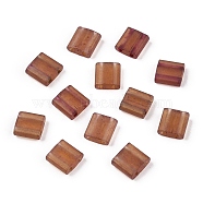 2-Hole Glass Seed Beads, Transparent Colours, Frosted, Rectangle, Sienna, 5x4.5~5.5x2~2.5mm, Hole: 0.5~0.8mm(SEED-T003-02C-05)
