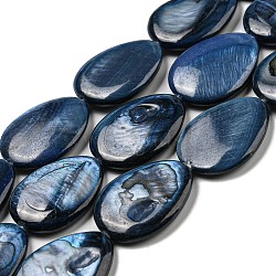 Dyed Natural Freshwater Shell Beads Strands, Teardrop, Steel Blue, 23x17~18x4~4.5mm, Hole: 0.8mm, about 17pcs/strand, 15.75 inch(40cm)(BSHE-G034-24)