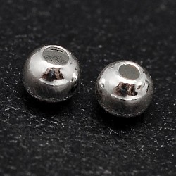 Round 925 Sterling Silver Beads, Silver, 8mm, Hole: 1.6mm, about 31pcs/20g(STER-F012-01H)