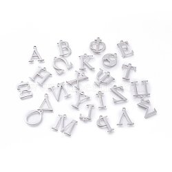 304 Stainless Steel Charms, Greek Alphabet, Stainless Steel Color, Random Mixed Letters, 13~14x5.5~14.5x1mm, Hole: 1.2mm(STAS-K215-P)