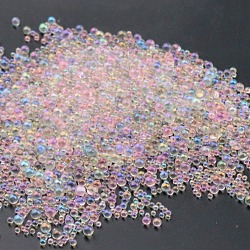 AB Color Plated 3D Nail Art Glass Mini Ball Beads, Tiny Caviar Nail Beads, DIY Nails Art Round Decorations, Misty Rose, 0.4~3mm, 720~1000pcs/bag(MRMJ-WH0064-40E)