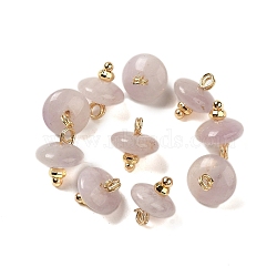 Natural Lepidolite Rondelle Charms with Rack Plating Brass Loops, Real 18K Gold Plated, Long-Lasting Plated, 9.5~11x8~8.5mm, Hole: 1.8mm(G-G110-05B-09)