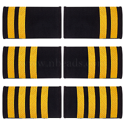 3 Pairs 3 Styles Rectangle Polyester Pilot Epaulettes, Sew on Felt Cloth Shoulder Badges, Gold, 90~92x49~50x2~2.5mm, 1 pair/style(FIND-GA0003-90A)