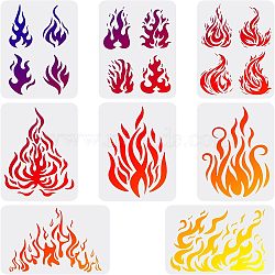 PET Hollow Out Drawing Painting Stencils Sets, for DIY Scrapbook, Photo Album, Fire Pattern, 29.7x21cm, 8pcs/set(DIY-WH0172-372)