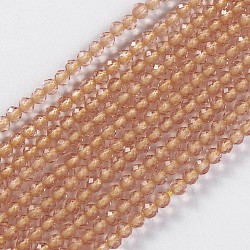 Glass Beads Strands, Faceted, Round, Saddle Brown, 2x2mm, Hole: 0.4mm, about 193~197pcs/strand, 14.17 inch~15.51 inch(36~39.4cm)(EGLA-E057-02B-11)