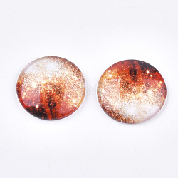Starry Sky Pattern Printed Glass Cabochons, Half Round/Dome, Colorful, 25x6~6.5mm(X-GGLA-N004-25mm-D71)