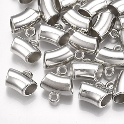 CCB Plastic Tube Bails, Loop Bails, Tube, Platinum, 13x14x7.5mm, Hole: 2mm, Inner Diameter: 6mm(CCB-T006-050P)