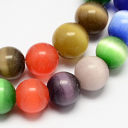 Cat Eye Beads Strands, Round, Mixed Color, 14mm, Hole: 2mm, about 28pcs/strand, 14.1 inch(CE-R002-14mm-M)