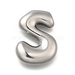 304 Stainless Steel Pendants, Letter Charm, Anti-Tarnish, Letter S, 22.5x17x5mm, Hole: 3.5x2.2mm(STAS-S166-02P-19)