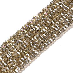 Transparent Glass Beads, Faceted, Round, Dark Khaki, 3.5x3mm, Hole: 1mm, about 168~169pcs/strand, 19.09''(48.5cm)(EGLA-A035-T3mm-B16)
