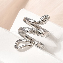 304 Stainless Steel Cuff Open Rings, Snake, Stainless Steel Color, 29mm, Inner Diameter: 17mm(STAS-H259-02P)