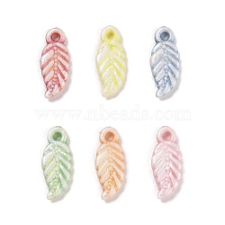 Plastics Charms, Craft Beads, Mixed Color, Leaf, 18x7.5x2.5mm, Hole: 1.5mm, 1666pcs/500g(KY-B004-07B)