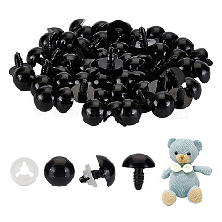 SUPERFINDINGS Craft Plastic Doll Eyes, Stuffed Toy Eyes, Safety Eyes, Half Round, Black, 18mm, 76 sets(DIY-FH0007-20B)