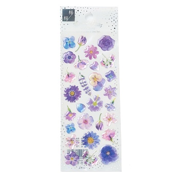 Flower Pattern Epoxy Resin Sticker, for Scrapbooking, Travel Diary Craft, Lilac, 200x75mm